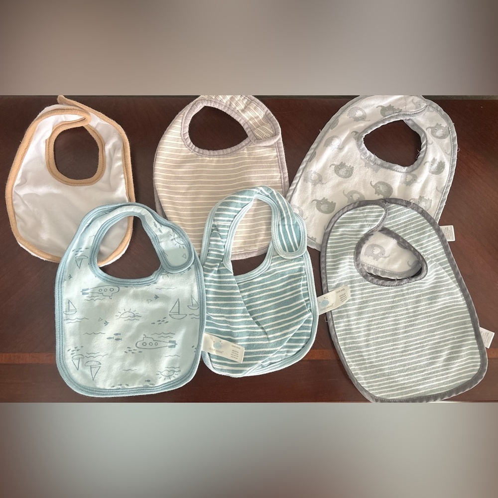 Cloud Island Baby Bib Set 6-Pack | Striped, Ocean & Elephant Designs